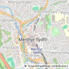 Map of Merthyr Tydfil, MID Glamorgan