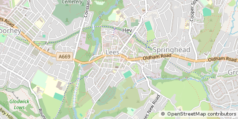 Map of Lees, Oldham, Lancashire