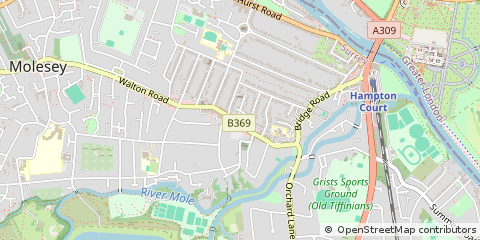 Map of East Molesey, Surrey