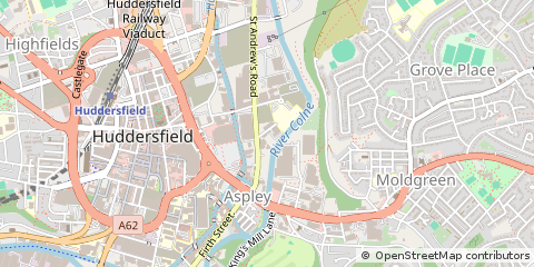 Map of Huddersfield, West Yorkshire