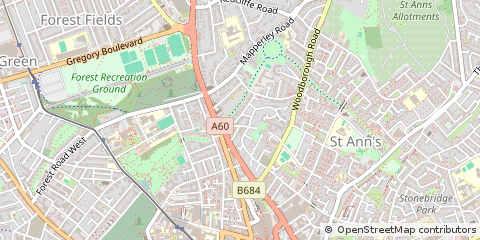 Map of Nottingham, Nottinghamshire