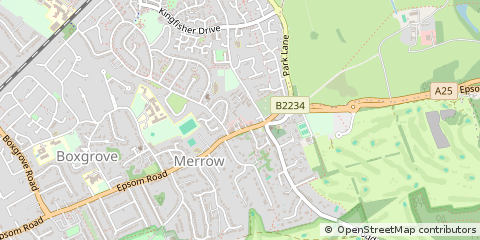 Map of Guildford, Surrey