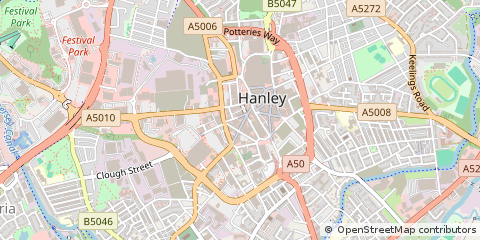 Map of Hanley, Stoke-on-Trent