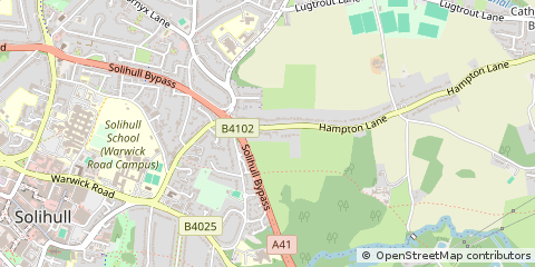 Map of Solihull, W Mids