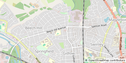 Map of Beech Hill, Wigan