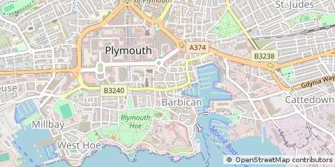 Map of Plymouth, Devon