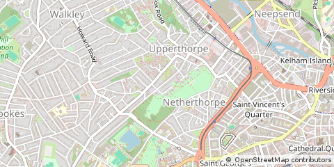Map of Sheffield, Yorkshire