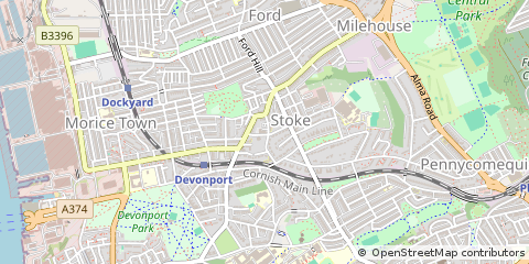 Map of Plymouth, Devon