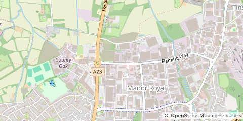 Map of Crawley, West Sussex