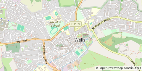 Map of Wells, Somerset