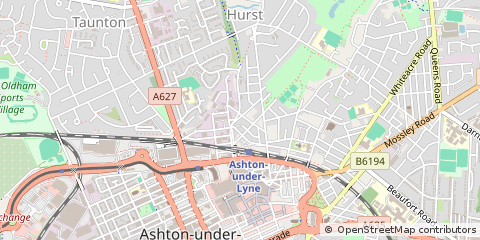 Map of Ashton Under Lyne, Lancashire