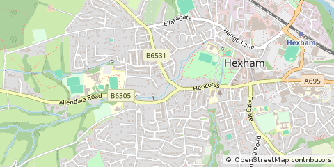 Map of Hexham, Northumberland