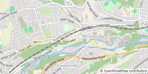 Map of Huddersfield, West Yorkshire