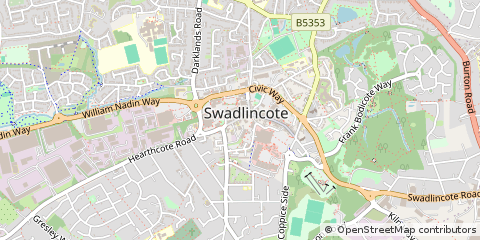 Map of Swadlincote, Derbyshire