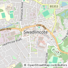 Map of Swadlincote, Derbyshire