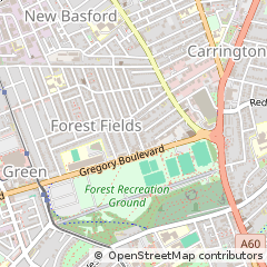 Map of Nottingham, Derbyshire