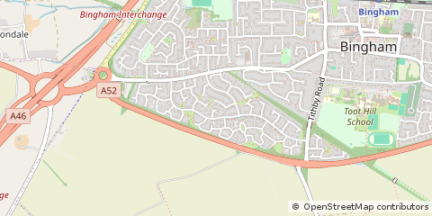 Map of Bingham, Nottinghamshire