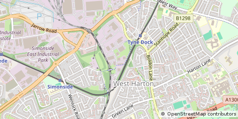 Map of South Shields,, Tyne & Wear.