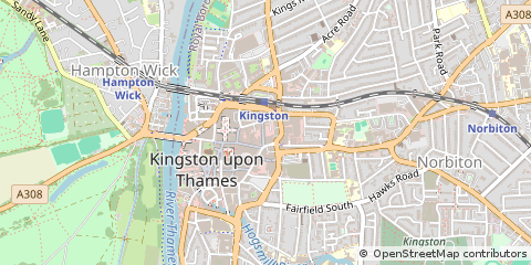 Map of Kingston Upon Thames, Surrey