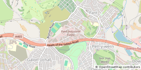 Map of Merthyr Tydfil, MID Glamorgan
