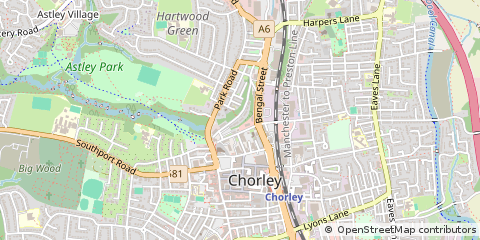 Map of Chorley, Lancashire