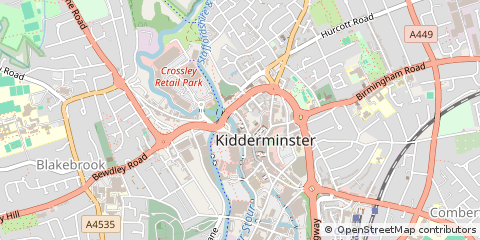 Map of Kidderminster, Worcestershire