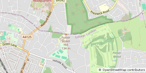 Map of Pinner, Middlesex