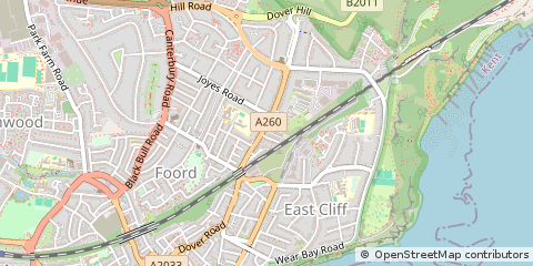 Map of Folkestone, Kent