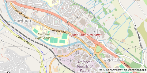Map of Pontypridd, Rhondda Cynon Taf