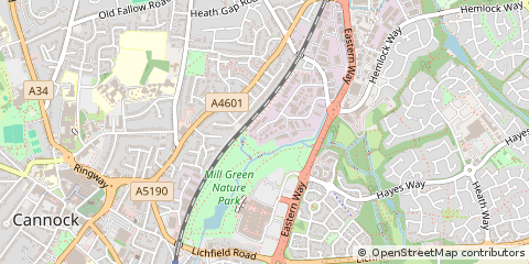 Map of Cannock, Staffordshire
