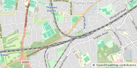 Map of Thames Ditton, Surrey