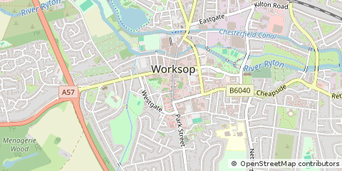 Map of Worksop, Nottinghamshire