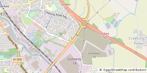 Map of Stowmarket, Suffolk
