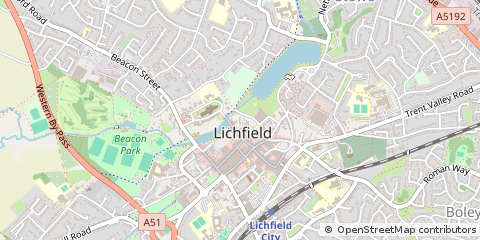 Map of Lichfield, West Midlands
