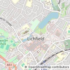 Map of Lichfield, West Midlands