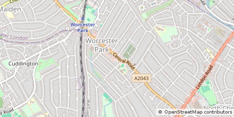 Map of Worcester Park, Surrey