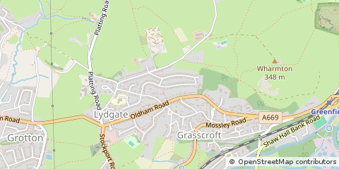 Map of Oldham, Lancashire