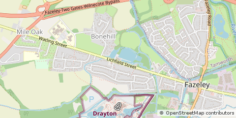 Map of Tamworth, Staffordshire