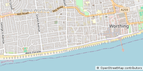 Map of Worthing, West Sussex