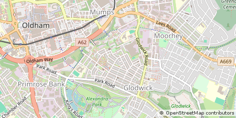 Map of Oldham, Greater Manchester