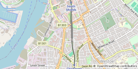 Map of South Shields, Tyne & Wear
