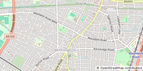 Map of Withington, Manchester