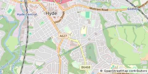 Map of Hyde, Cheshire