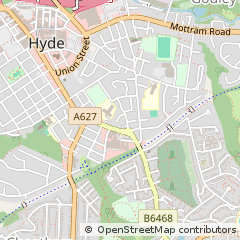 Map of Hyde, Cheshire