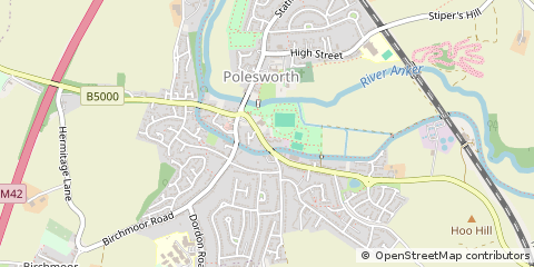 Map of Tamworth, Staffordshire