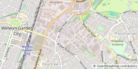 Map of Welwyn Garden City, Hertfordshire