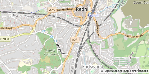 Map of Redhill, Surrey