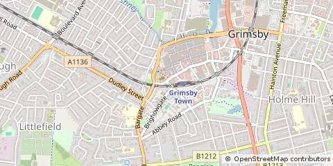 Map of Grimsby, N E Lincolnshire
