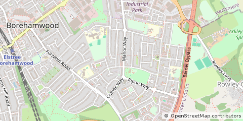 Map of Borehamwood, Hertfordshire