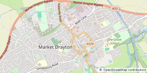 Map of Market Drayton, Shropshire